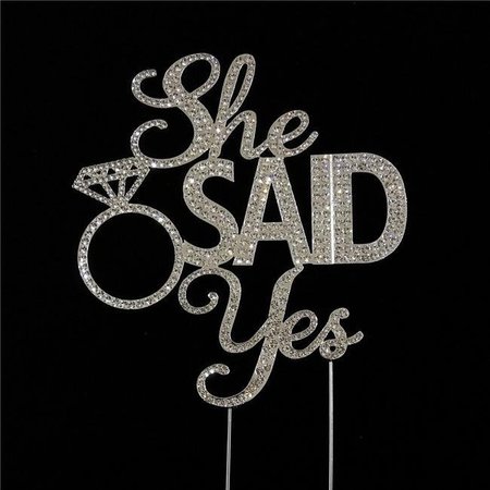 TIAN SWEET Tian Sweet 33014-SSY She Said Yes Silver Rhinestone Cake Topper - Silver 33014-SSY